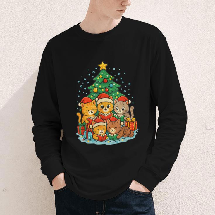 Cute Cats Reading Books Christmas Tree Youth Long Sleeve Tee Cute Cats Reading Books Christmas Tree Youth Long Sleeve Tee