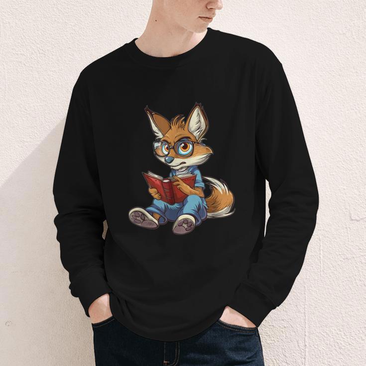Cute Coyote With Book I Kids Coyote Youth Long Sleeve Tee