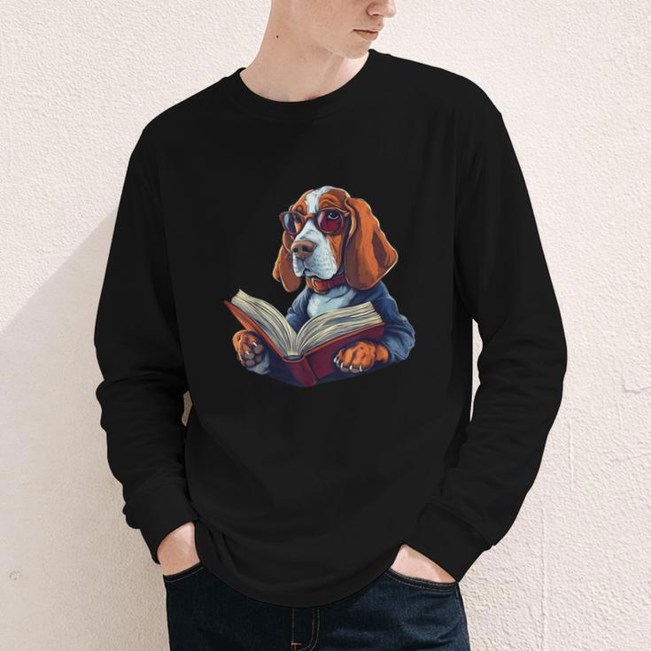 Cute Dog Basset Hound Reading Book Youth Long Sleeve Tee Cute Dog Basset Hound Reading Book Youth Long Sleeve Tee
