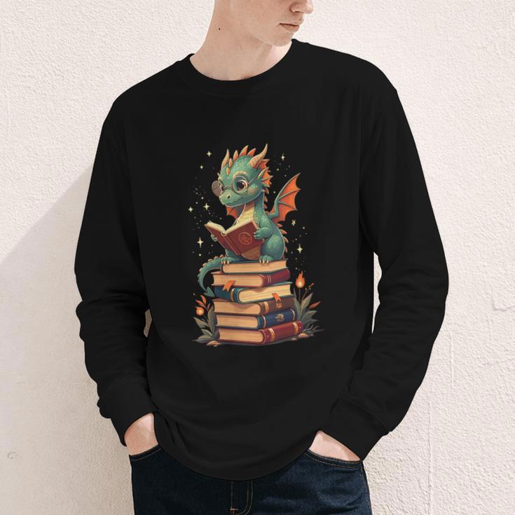 Cute Dragon Reading Book Bookworm Dragons And Books Youth Long Sleeve Tee Cute Dragon Reading Book Bookworm Dragons And Books Youth Long Sleeve Tee