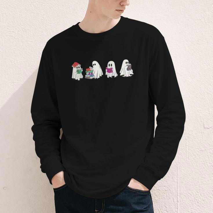 Cute Ghosts Reading Books Lover Spooky Season Halloween Youth Long Sleeve Tee Cute Ghosts Reading Books Lover Spooky Season Halloween Youth Long Sleeve Tee