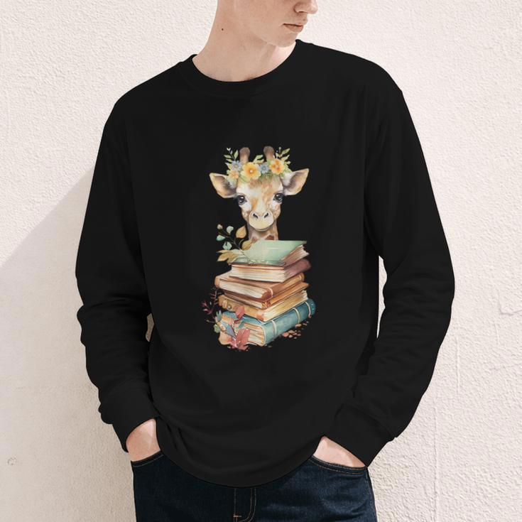 Cute Giraffe With Book Floral Bookworm Librarian Book Lover Youth Long Sleeve Tee Cute Giraffe With Book Floral Bookworm Librarian Book Lover Youth Long Sleeve Tee