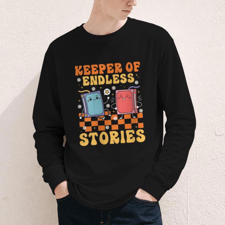 Cute Librarian Library Book Lover Keeper Of Endless Stories Youth Long Sleeve Tee