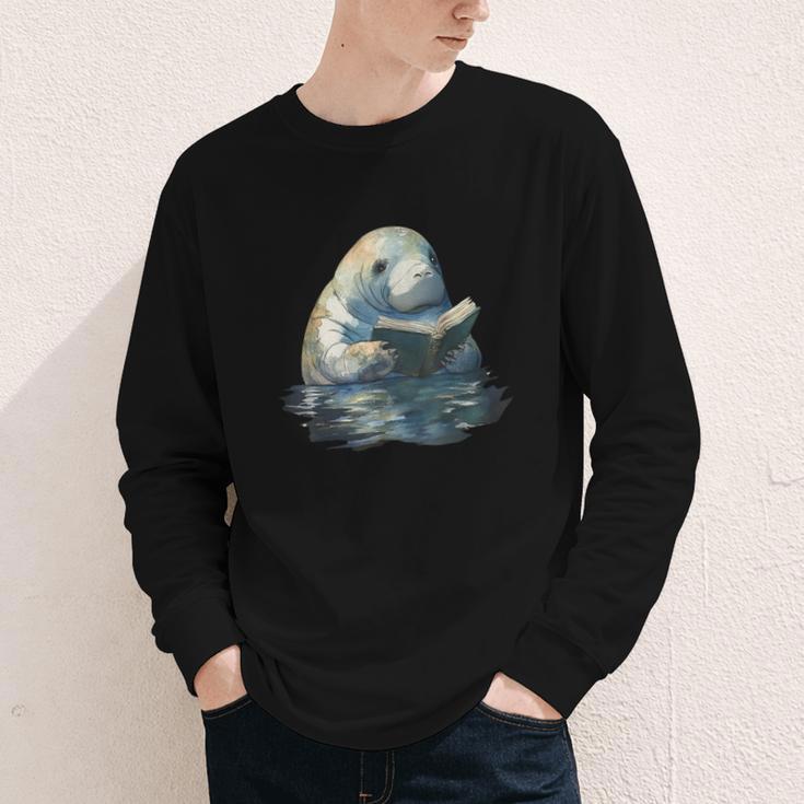 Cute Manatee Reading Book Bookworm Readers Manatee Lover Youth Long Sleeve Tee Cute Manatee Reading Book Bookworm Readers Manatee Lover Youth Long Sleeve Tee