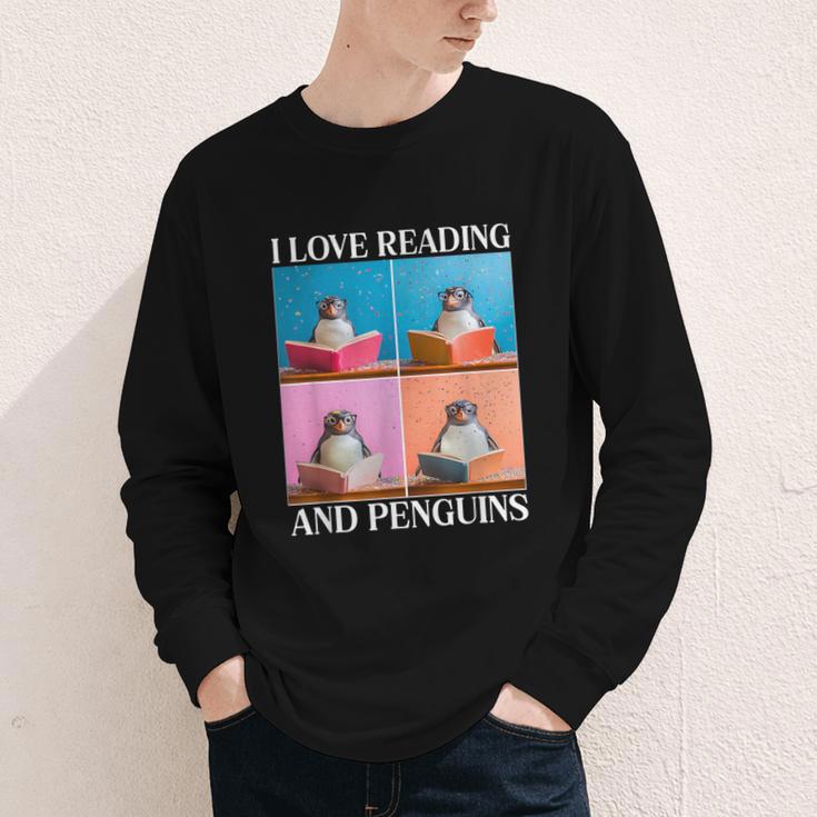 Cute Penguin Reading Book School Librarian Teacher Student Youth Long Sleeve Tee