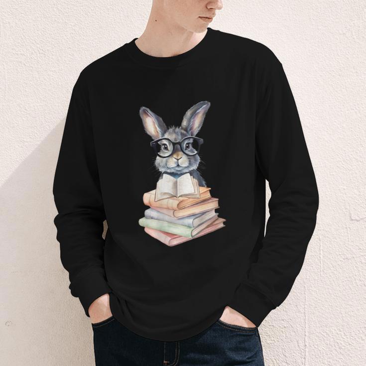 Cute Reading Bunny With Glasses Books Reader Book Bookworm Youth Long Sleeve Tee Cute Reading Bunny With Glasses Books Reader Book Bookworm Youth Long Sleeve Tee