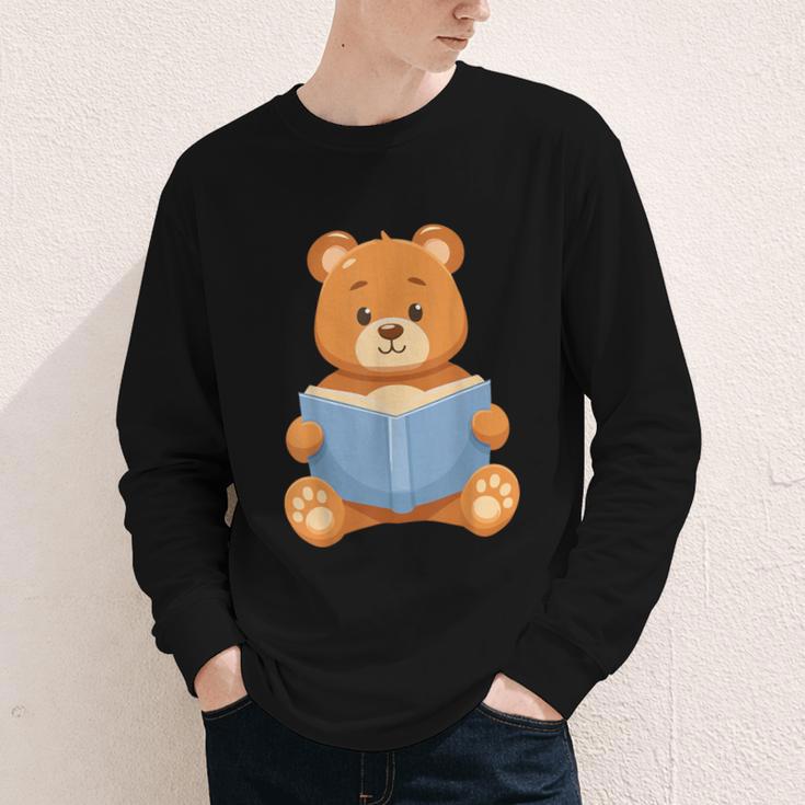 Cute Teddy Bear Reading Book Adorable For Readers Youth Long Sleeve Tee Cute Teddy Bear Reading Book Adorable For Readers Youth Long Sleeve Tee