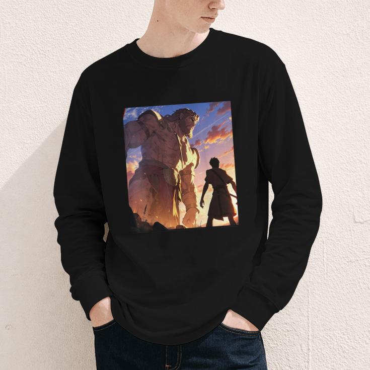 David And Goliath Bible Book Of Samuel Famous Bible Story Youth Long Sleeve Tee David And Goliath Bible Book Of Samuel Famous Bible Story Youth Long Sleeve Tee