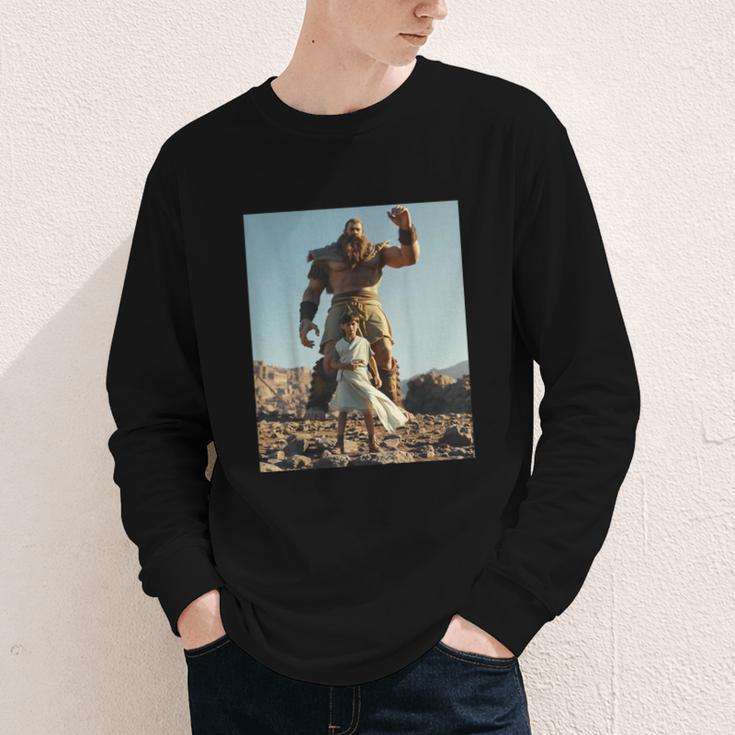 David And Goliath Bible Book Of Samuel King David Youth Long Sleeve Tee