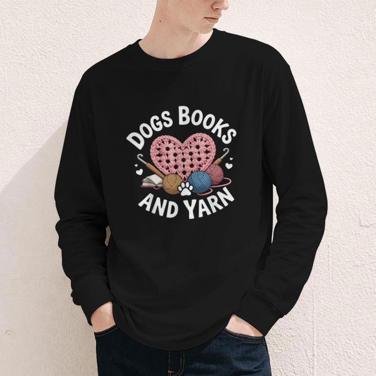 Dogs Books And Yarn Crocheting Youth Long Sleeve Tee