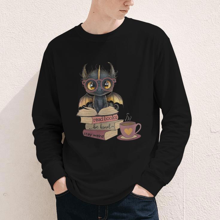Dragon Read Books Be Kind Stay Weird Book Lover Youth Long Sleeve Tee