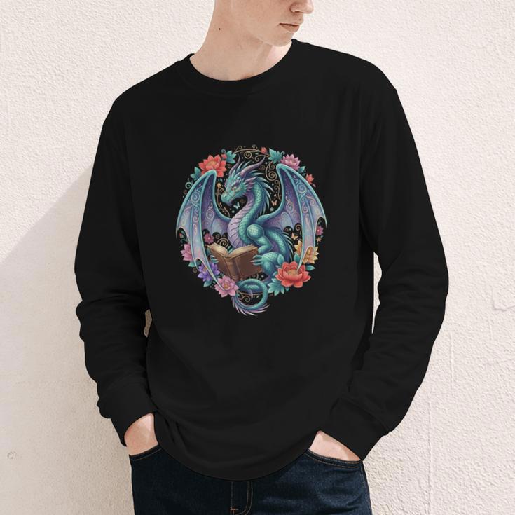 Dragon Reading Book Girls Kids Bookworm Book Lover Youth Long Sleeve Tee Dragon Reading Book Girls Kids Bookworm Book Lover Youth Long Sleeve Tee