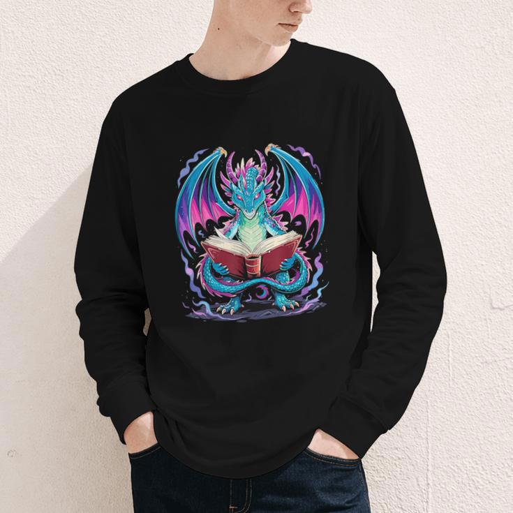 Dragon Reading Book Lover Youth Long Sleeve Tee
