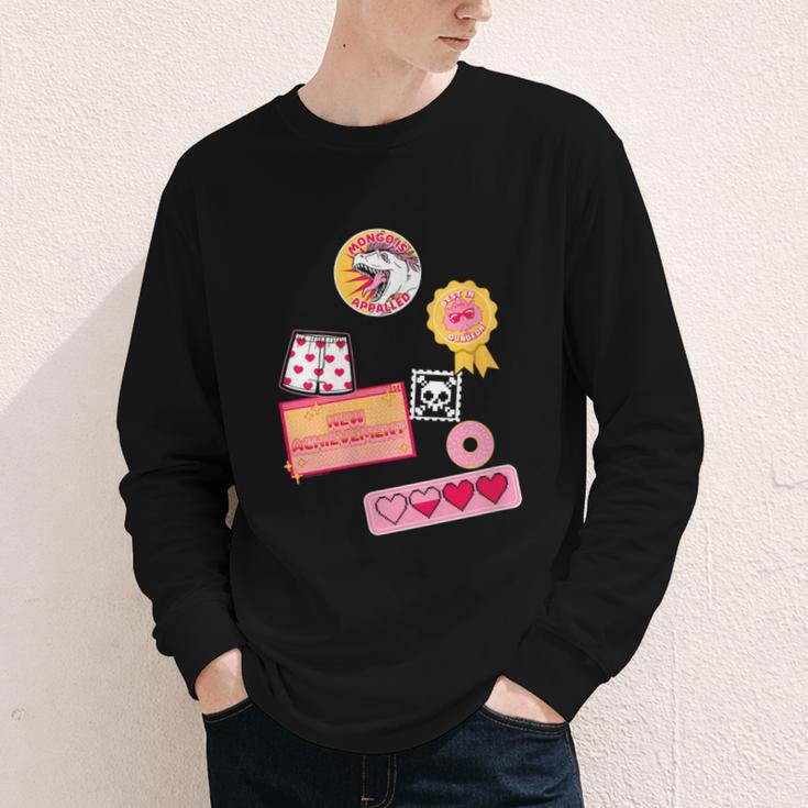 Dungeon Crawler Carl Colorful Sticker Collage LitRPG Book Youth Long Sleeve Tee Dungeon Crawler Carl Colorful Sticker Collage LitRPG Book Youth Long Sleeve Tee