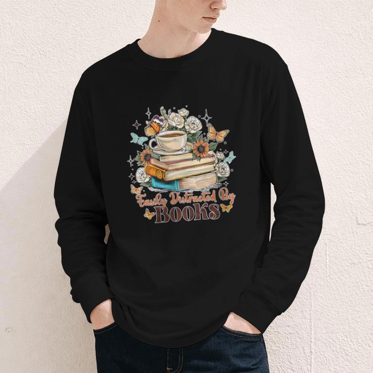 Easily Distracted By Books Book Wildflowers Book Lovers Youth Long Sleeve Tee