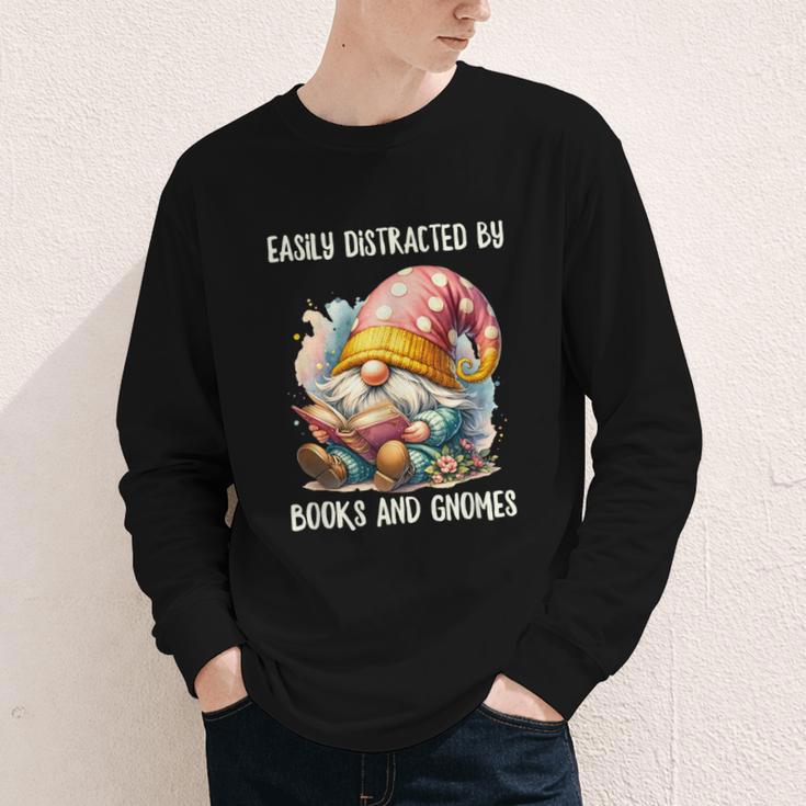 Easily Distracted By Books And Gnomes Book Reading Gnome Youth Long Sleeve Tee Easily Distracted By Books And Gnomes Book Reading Gnome Youth Long Sleeve Tee