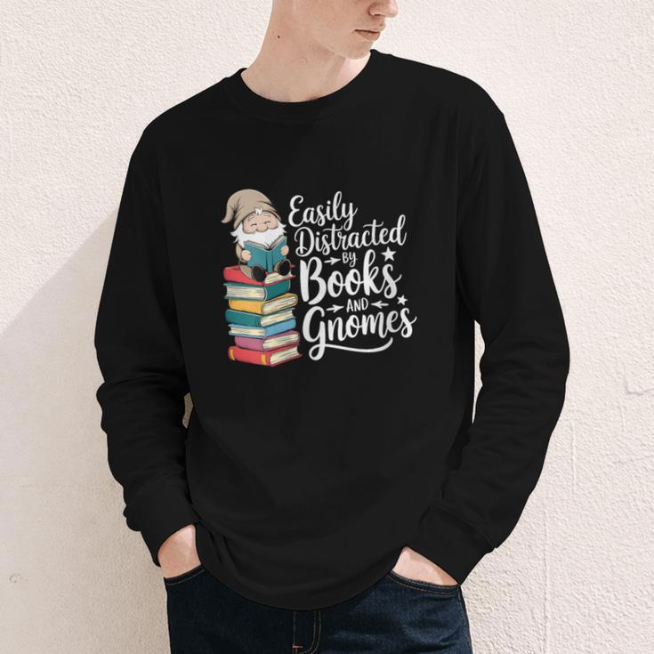 Easily Distracted By Books And Gnomes Youth Long Sleeve Tee