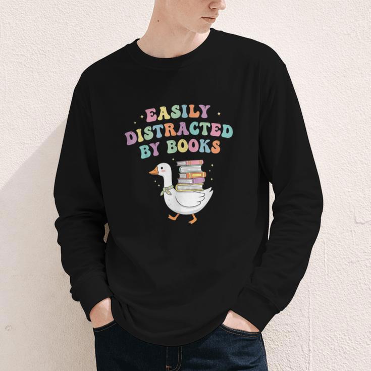 Easily Distracted By Books Silly-Goose Bookish Library Read Youth Long Sleeve Tee