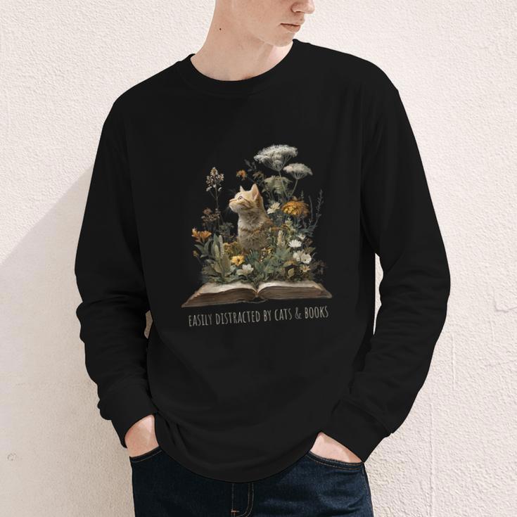 Easily Distracted By Cats And Books Youth Long Sleeve Tee