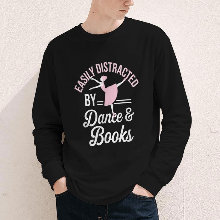 Easily Distracted By Dance And Books Ballet Fun Youth Long Sleeve Tee