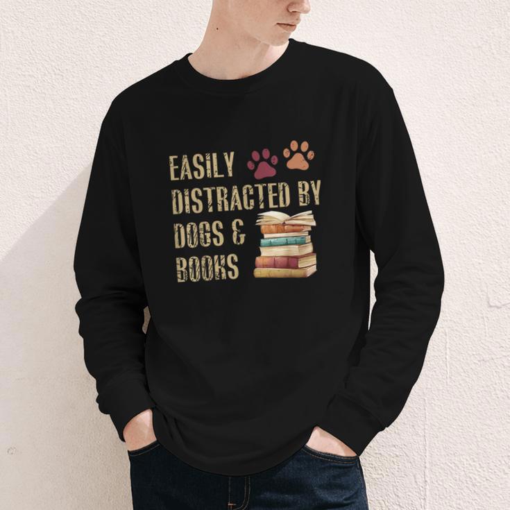 Easily Distracted By Dogs And Books Pets Books Lovers Youth Long Sleeve Tee