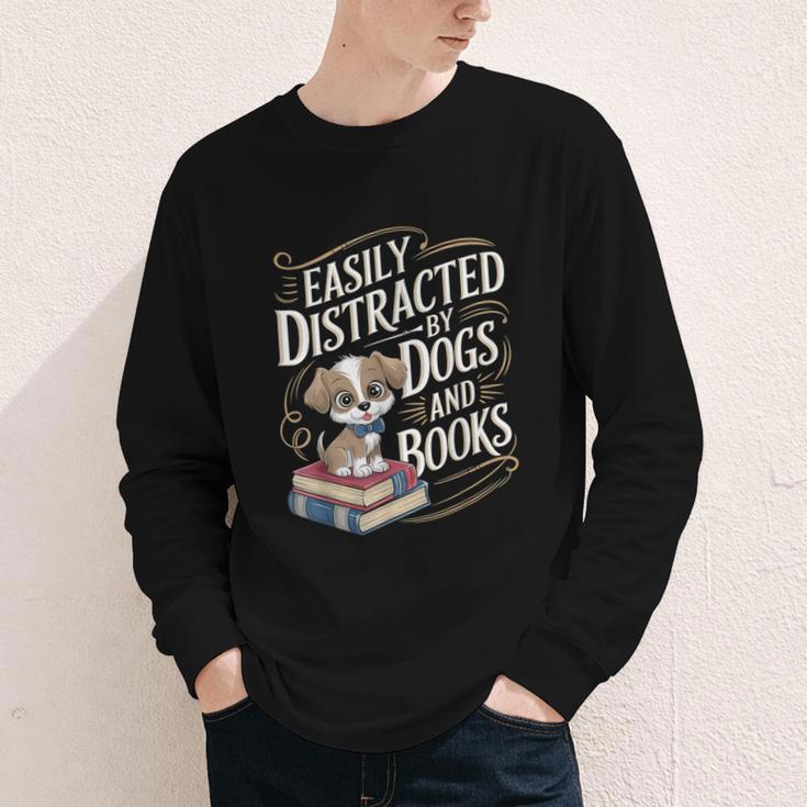 Easily Distracted By Dogs And Books Reader Animal Dog Youth Long Sleeve Tee Easily Distracted By Dogs And Books Reader Animal Dog Youth Long Sleeve Tee