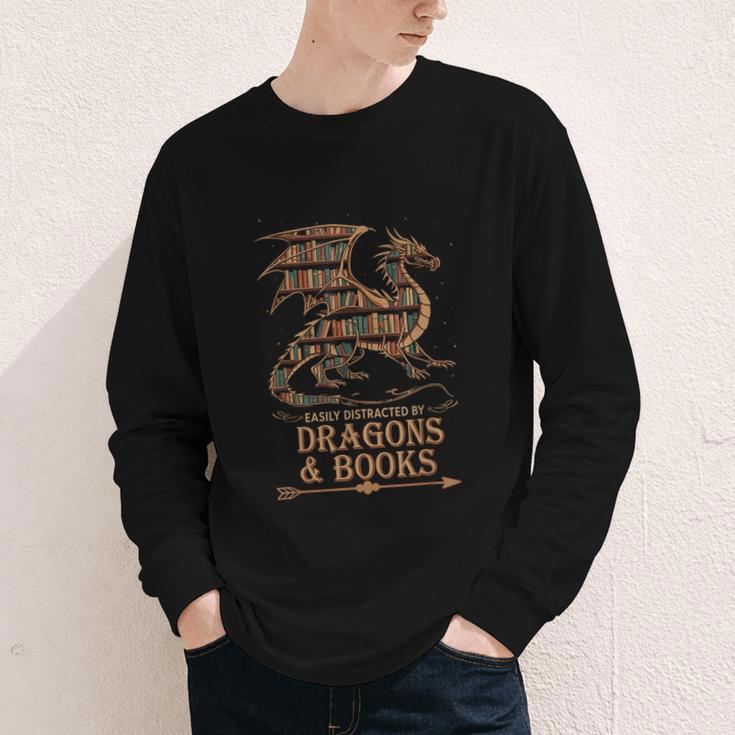Easily Distracted By Dragons And Books Library Dragon Lover Youth Long Sleeve Tee Easily Distracted By Dragons And Books Library Dragon Lover Youth Long Sleeve Tee