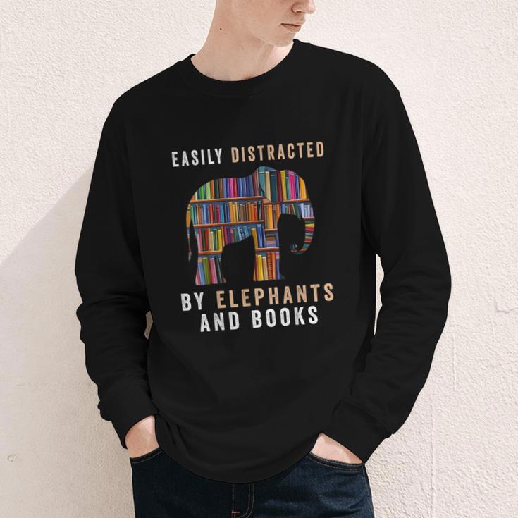 Easily Distracted By Elephants And Books Elephant Youth Long Sleeve Tee