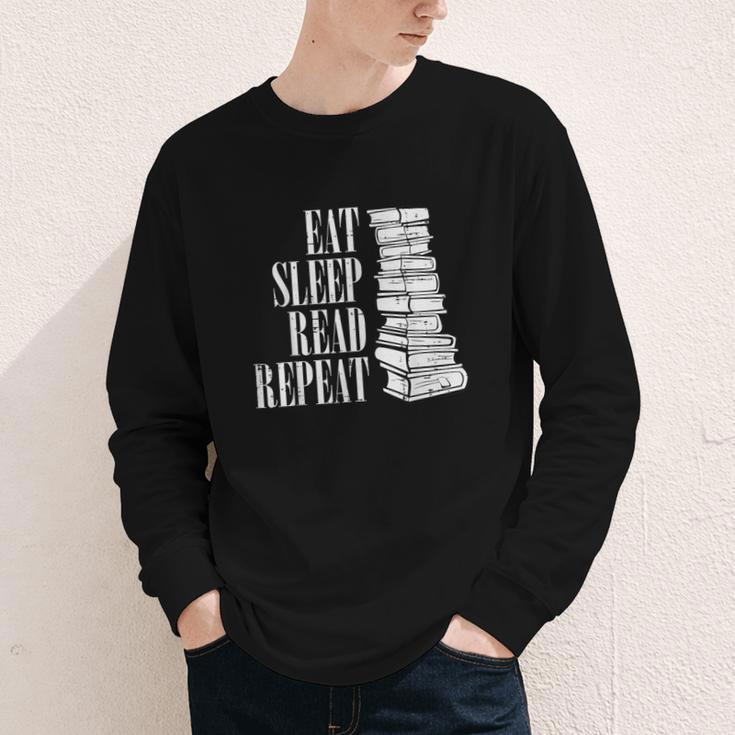 Eat Sleep Read Repeat Reading Book Librarian Men Women Kids Youth Long Sleeve Tee