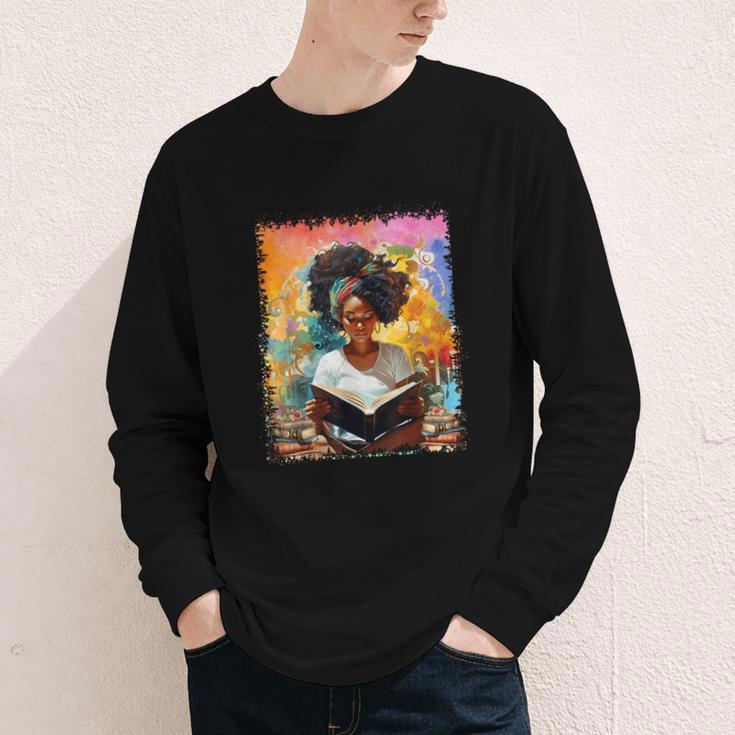 Educated Afro Girl Reading Book Lover History Month Youth Long Sleeve Tee