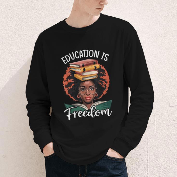 Education Is Freedom African Teacher Books Lovers Youth Long Sleeve Tee