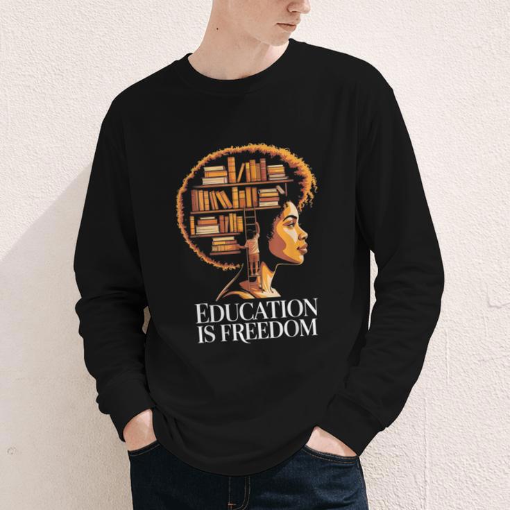 Education Is Freedom Afro Woman Book Illustration Youth Long Sleeve Tee Education Is Freedom Afro Woman Book Illustration Youth Long Sleeve Tee