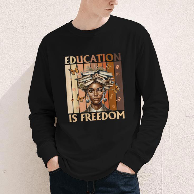 Education Is Freedom Teacher Books Black History Women Youth Long Sleeve Tee