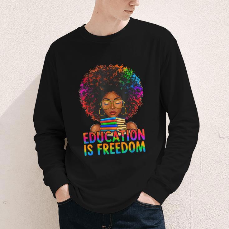 Education Is Freedom Teacher Books History Month Youth Long Sleeve Tee Education Is Freedom Teacher Books History Month Youth Long Sleeve Tee