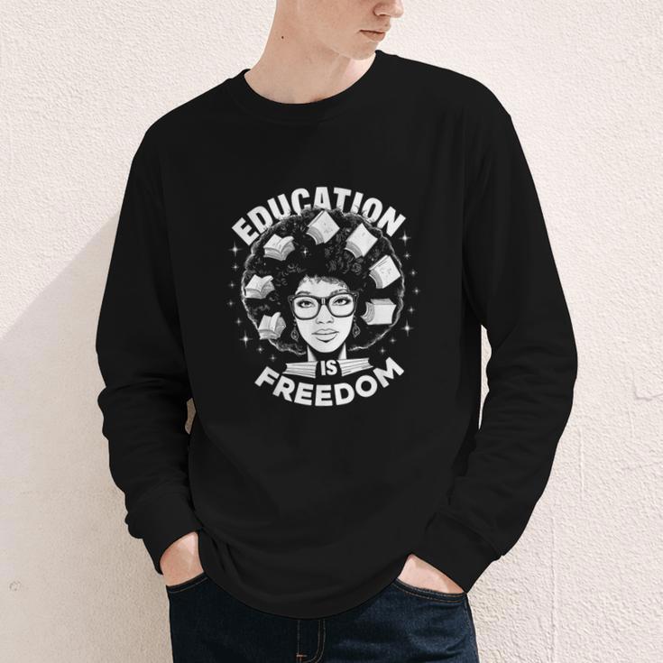 Education Is Freedom History Books African Pride Women Youth Long Sleeve Tee