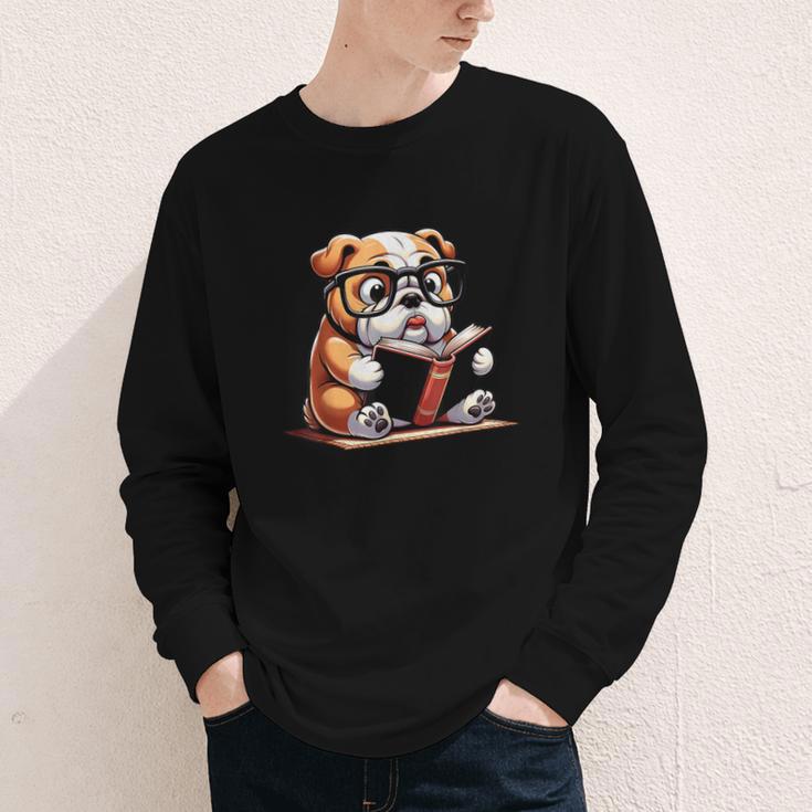 English Bulldog Reading a Book Dog For Men Women Girls Kids Youth Long Sleeve Tee English Bulldog Reading a Book Dog For Men Women Girls Kids Youth Long Sleeve Tee