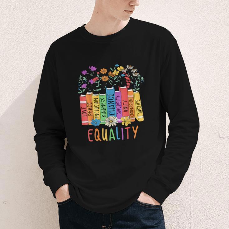 Equality Book LGBTQ Wildflowers Equal Rights Gay Kindness Youth Long Sleeve Tee