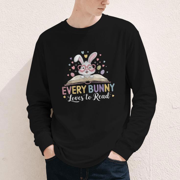 Every Bunny Loves To Read Book Lover Bookworm Rabbit Easter Youth Long Sleeve Tee