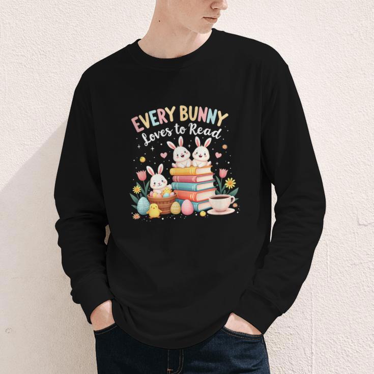 Every Bunny Loves To Read Book Lover Easter Day Apparel Youth Long Sleeve Tee