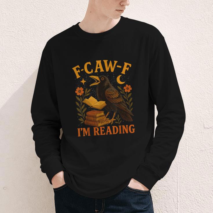 F CAW F Crow I'm Reading Book Lover Fall Youth Long Sleeve Tee