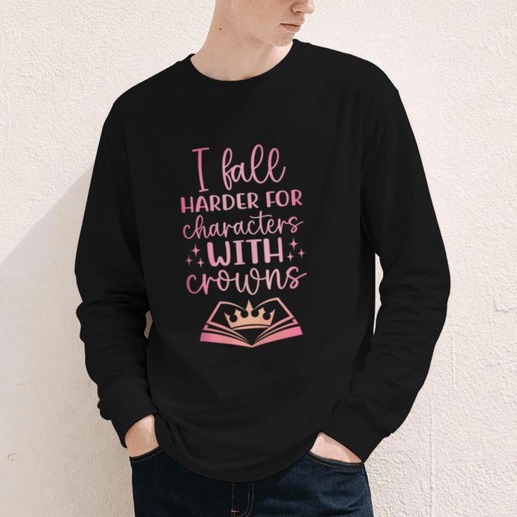 I Fall For The Characters WCrowns Fantasy Book Lover Tee Youth Long Sleeve Tee I Fall For The Characters WCrowns Fantasy Book Lover Tee Youth Long Sleeve Tee