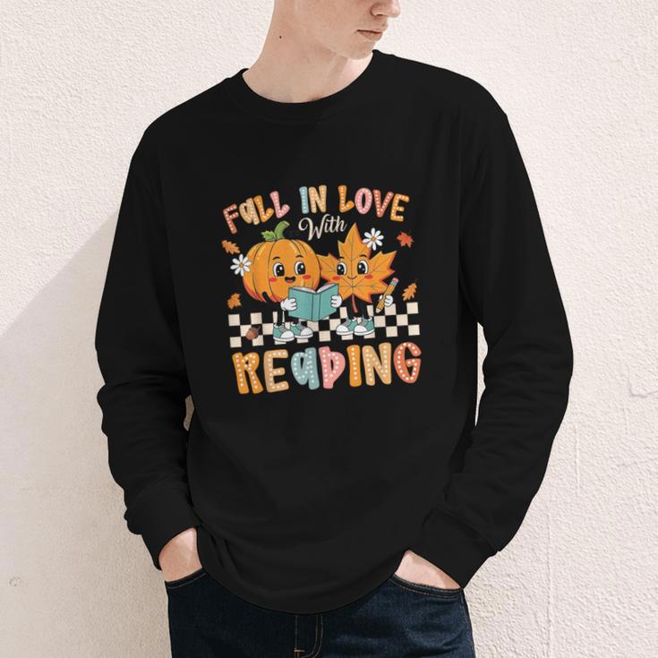 Fall In Love With Reading Thanksgiving Pumpkin Book Lover Youth Long Sleeve Tee