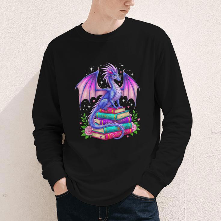Fantasy Dragon Reading Books Bookworm Youth Long Sleeve Tee Fantasy Dragon Reading Books Bookworm Youth Long Sleeve Tee