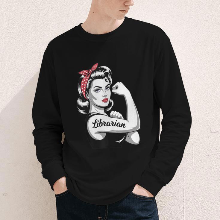 Female Librarian Rosie Riveter Book Guardian Woman Youth Long Sleeve Tee