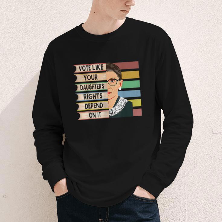 Feminist Ruth Bader Ginsburg RBG Quote Girl With Book Women Youth Long Sleeve Tee