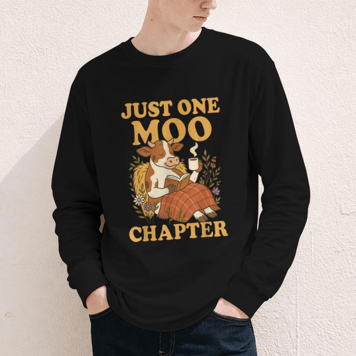 Floral Cow Reading Pun Just One More Chapter Cozy Book Lover Youth Long Sleeve Tee