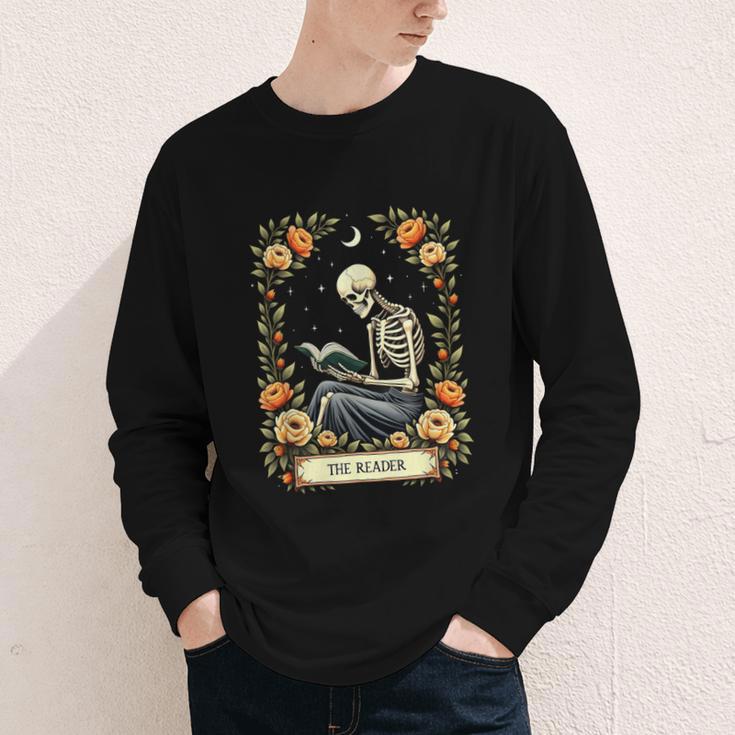Floral Tarot Card The Reader Skeleton Reading Book Youth Long Sleeve Tee Floral Tarot Card The Reader Skeleton Reading Book Youth Long Sleeve Tee