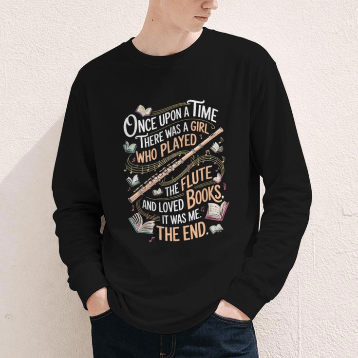 Flute And Books Marching Band Musician Flutist Flute Player Youth Long Sleeve Tee