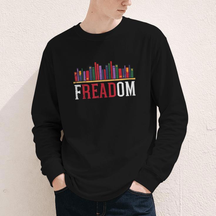Freadom Shelf Read Reading Book Librarian Men Women Kids Youth Long Sleeve Tee