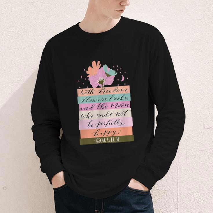 With Freedom Flowers Books And The Moon Youth Long Sleeve Tee